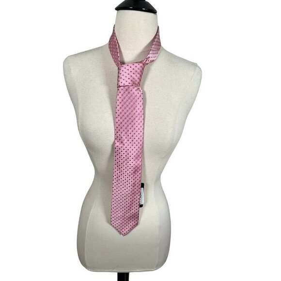 Hugo Boss Men Neck Tie Pink Silk Purple Floral Pattern Dots Business Office - Picture 3 of 8